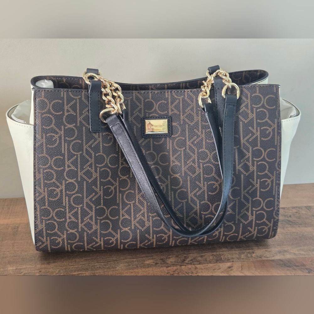 Calvin Klein Monogram Brown Shoulder Bag New Without Tags